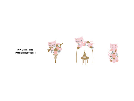 Bukiet balonów Kotek, różowy, 83x140cm