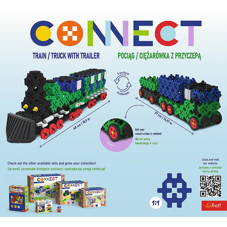 Zestaw klocków Connect 2w1: Pociąg / Ciężarówka z przyczepą