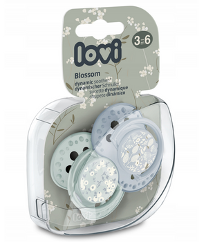 Lovi Smoczek silikonowy dynamiczny 3-6m Blossom Blue 2 szt.