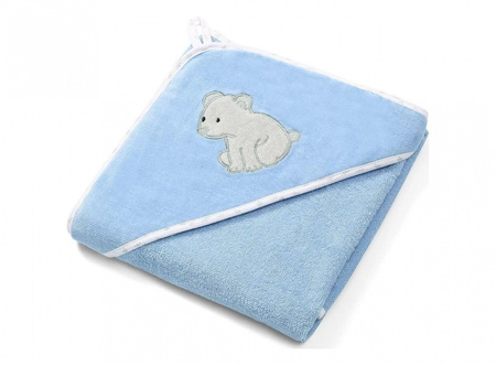 Babyono Okrycie kąpielowe welurowe-ręcznik z kapturkiem 100 x 100, niebeski