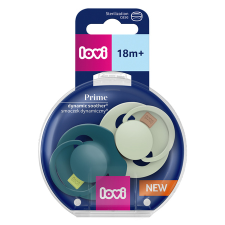 LOVI Smoczek silikonowy dynamiczny Prime 18 m + 2 szt. Pistachio/Green