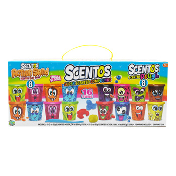 Scentos Pachnący Zestaw - Ciastolina 8szt. + Piasek Kinetyczny 8szt.