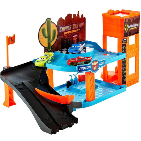 Cars Auta Glow Racers Garaż Copper Canyon Świecący w ciemności, 3 autka HPX75