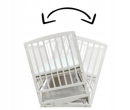 Skrzat Krzyś 3w1 Łóżeczko kołyska z szufladą i barierką Białe