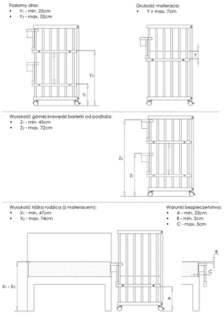 Klupś Łóżeczko dostawne PICCOLINO 90x40 cm Grafit