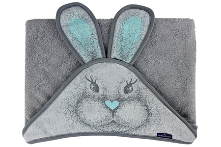 Texpol Bambusowe Okrycie kąpielowe 85x85 cm Króliczek szare,mięta