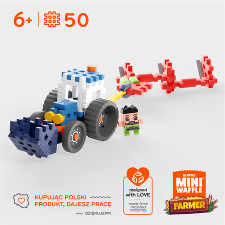 Marioinex Mini Waffle Farmer - Traktor z pługiem