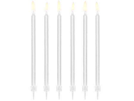 Świeczki urodzinowe gładkie, biały, 14cm (1 op. / 12 szt.)