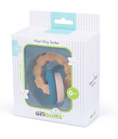 Gili Gums Gryzak Pierścień Serce Silikon Drewno