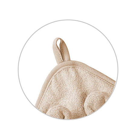 Babyono Okrycie kąpielowe bambusowe z kapturkiem 100x100cm ciemny beż