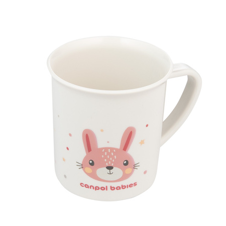 Canpol Babies Kubek plastikowy z uchem dla dziecka 170 ml CUTE ANIMALS Pink