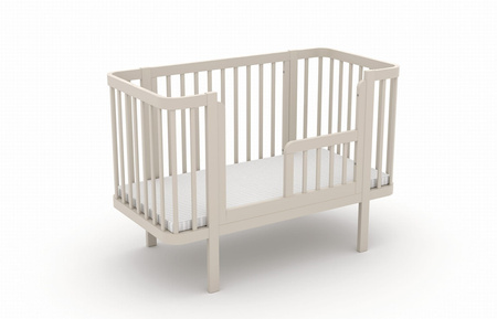 Skrzat Łóżeczko KLARA z barierką i wyjmowanymi szczebelkami (120x60 cm) kolor KASZMIR