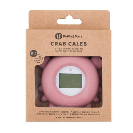 PETITE&MARS Silikonowy termometr cyfrowy do kąpieli Crab Caleb Dusty Rose