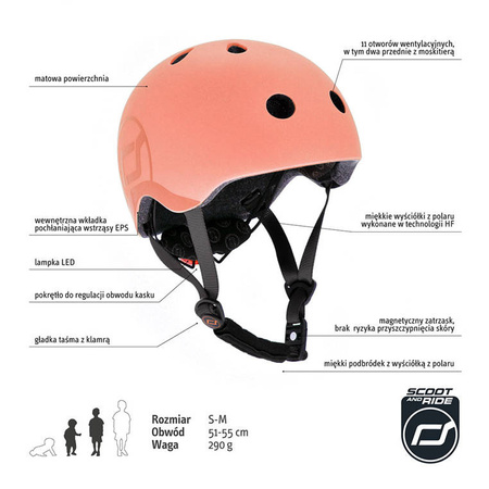 SCOOTANDRIDE Kask S - M dla dzieci 3+ Peach
