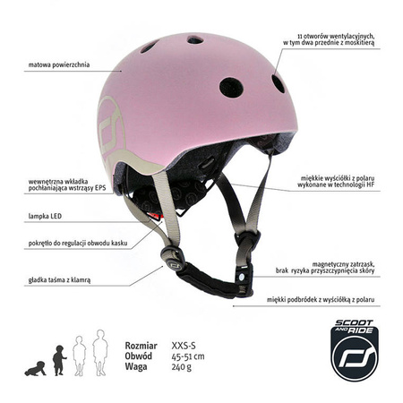 SCOOTANDRIDE Kask XXS-S dla dzieci 1-5 lat Rose