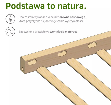 Klupś Łóżeczko IWO z szufladą i barierką ochronną białe