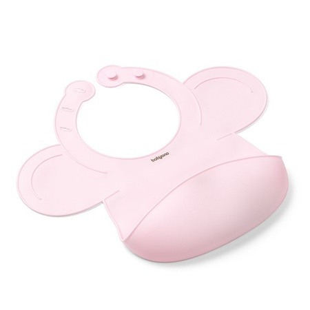 Babyono Silikonowy śliniak z regulowanym zapięciem, różowy