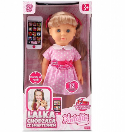 Lalka Natalia chodząca 41 cm ze smartfonem