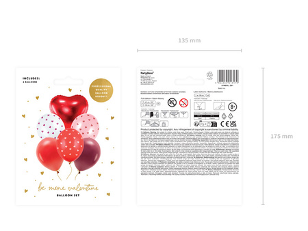 Zestaw balonów Be mine valentine, mix (1 op. / 6 szt.)