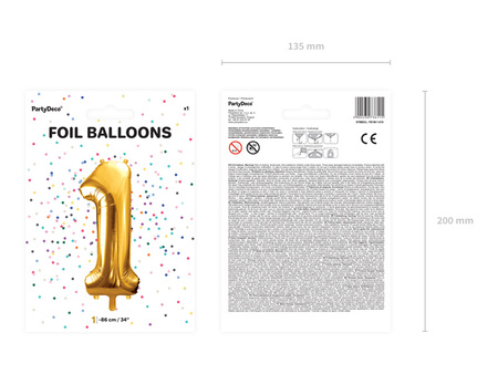 Balon foliowy Cyfra ''1'', 86cm, złoty