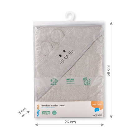 Babyono Okrycie kąpielowe bambusowe z kapturkiem 100x100 cm