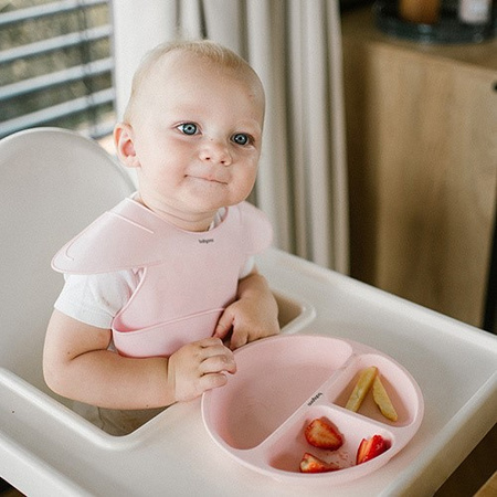 Babyono Silikonowy śliniak z regulowanym zapięciem, różowy