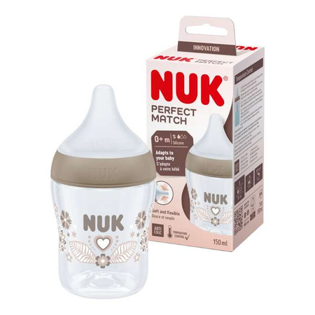NUK Perfect Match Antykolkowa butelka 150 ml z silikonowym smoczkiem S  Serce