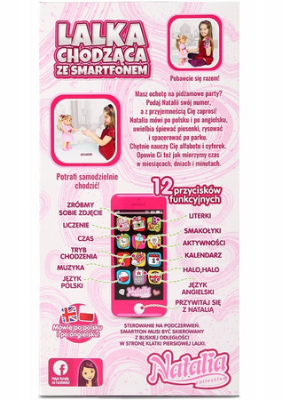 Lalka Natalia chodząca 41 cm ze smartfonem