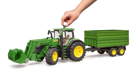 Bruder 03155 Traktor John Deere 7R 350 z ładowaczem i przyczepą