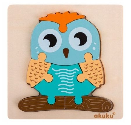 Akuku Drewniane Puzzle Sowa, 7 elementów