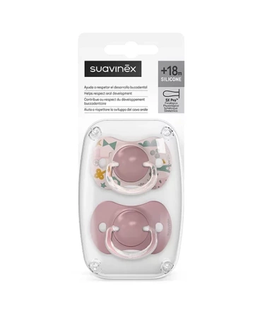 Suavinex Smoczek fizjologiczny SX Pro silikonowy 2szt. 18m+ Różowy