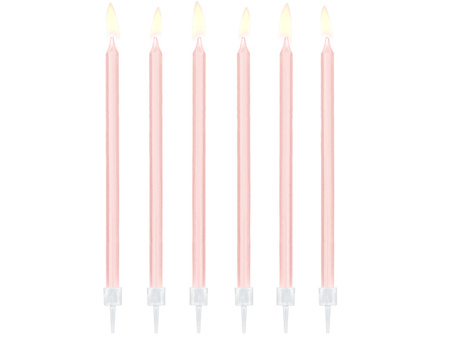 Świeczki urodzinowe gładkie, jasny różowy, 14cm (1 op. / 12 szt.)