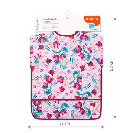 Babyono Śliniak z długim rękawem FLORAL