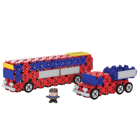 Zestaw klocków Connect 2w1: Autobus / Auto z naczepą