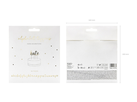 Toppery Alfabet, złoty, 9,5-12cm (1 op. / 53 szt.)