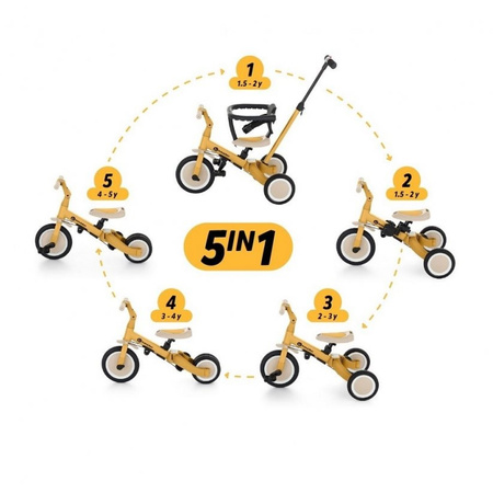 PETITE&MARS Wielofunkcyjny rowerek trójkołowy 5w1 Turbo Intense Ochre