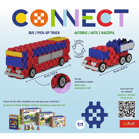 Zestaw klocków Connect 2w1: Autobus / Auto z naczepą