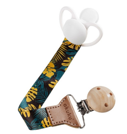 Akuku Uniwersalna tasiemka do smoczków uspokajających, Liście A0583