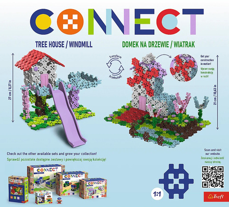 Zestaw klocków Connect 2w1 Domek na drzewie, wiatrak