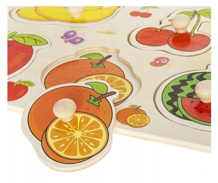 Akuku Drewniane Puzzle z pinezkami , Owoce