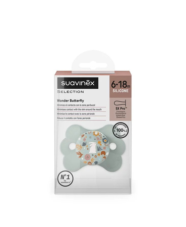 Suavinex Smoczek silikonowy fizjologiczny SX Pro Motylek 6-18m Miętowy
