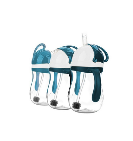 Akuku Bidon ze słomką z odważnikiem blue/white A0166