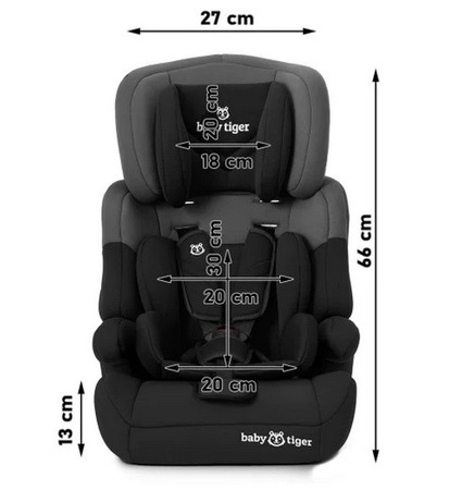 Baby Tiger MALI Fotelik samochodowy 9-36 kg szary