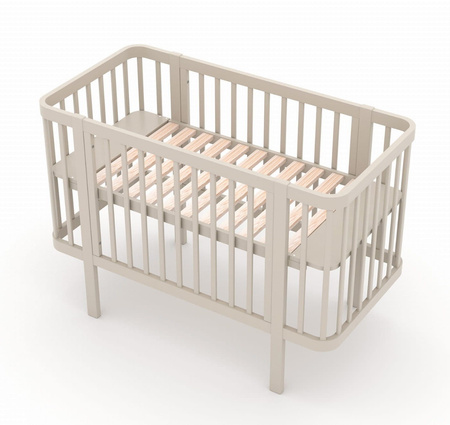 Skrzat Łóżeczko KLARA z barierką i wyjmowanymi szczebelkami (120x60 cm) kolor KASZMIR