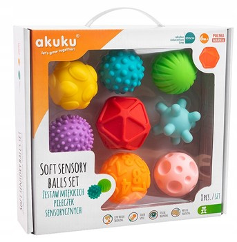 Akuku Zestaw miękkich piłeczek sensorycznych 8 szt.