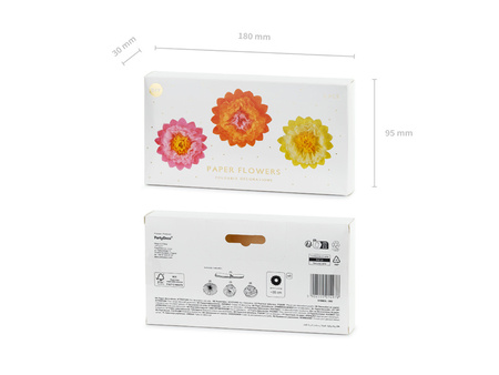 Dekoracja bibułowa Kwiaty, 35 cm, mix (1 op. / 3 szt.)