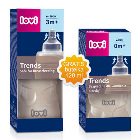 Butelka LOVI Trends 250 ml Beige + GRATIS Butelka LOVI Trends 120 ml