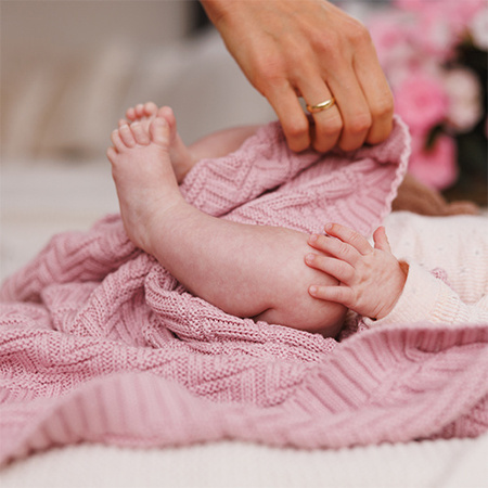 Babyono Kocyk dzianinowy bawełniany różowy