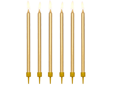 Świeczki urodzinowe gładkie, złoty, 12,5cm (1 op. / 12 szt.)