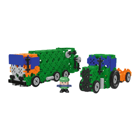 Zestaw klocków Connect 2w1: Śmieciarka / Traktor